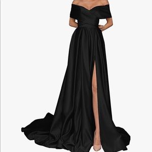 Brand new with tags! Beautiful black off shoulder dress!! Very well made!